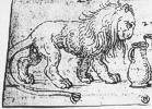 Schreitender Lwe, um 1513, Tinte